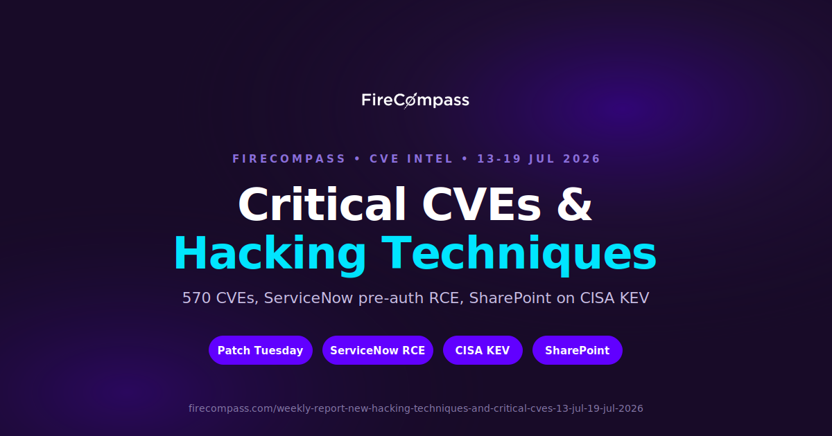 Weekly Report: New Hacking Techniques and Critical CVEs 13 Jul to 19 Jul 2026