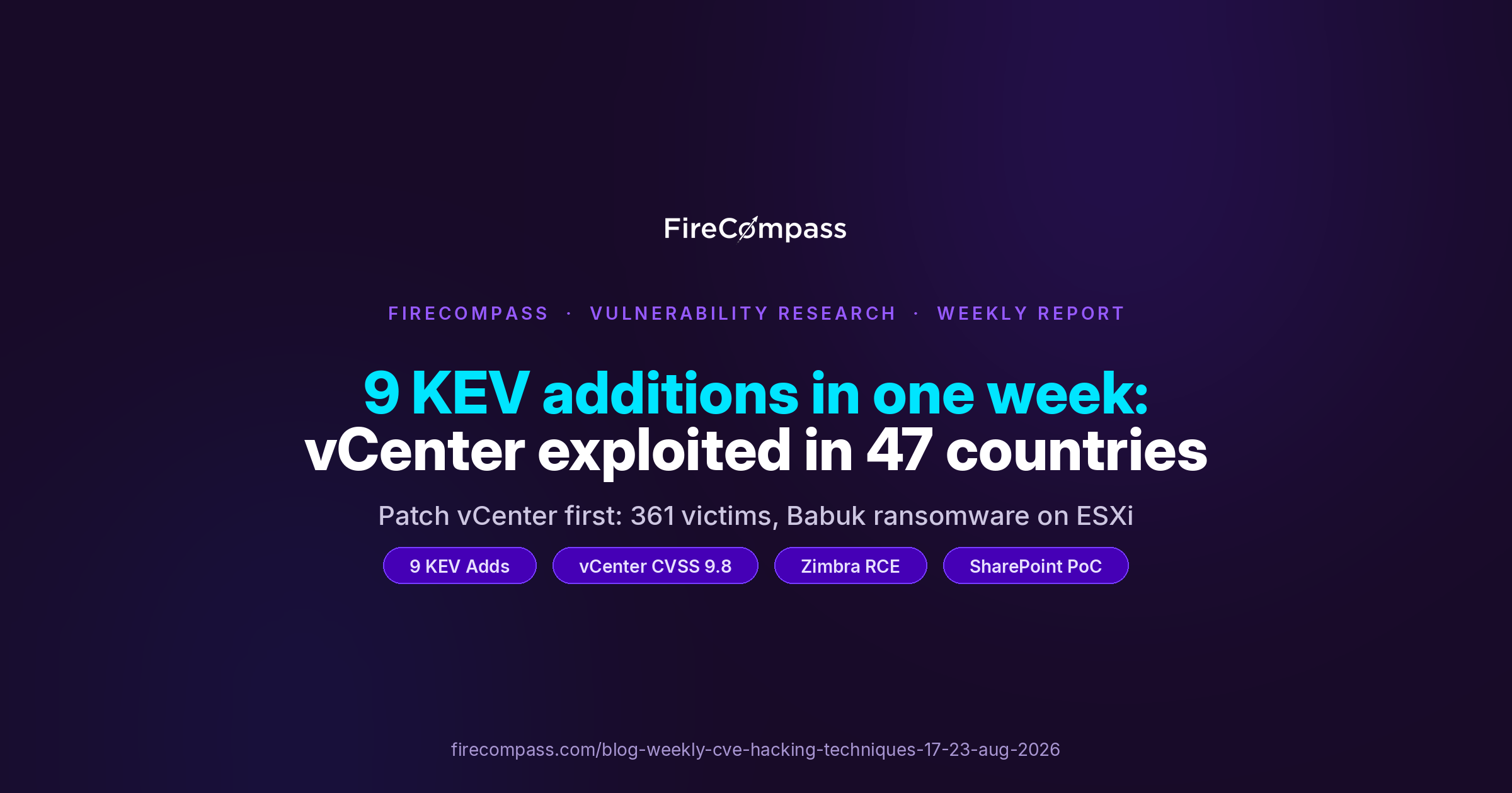 Weekly Report: New Hacking Techniques and Critical CVEs 17 Aug to 23 Aug 2026