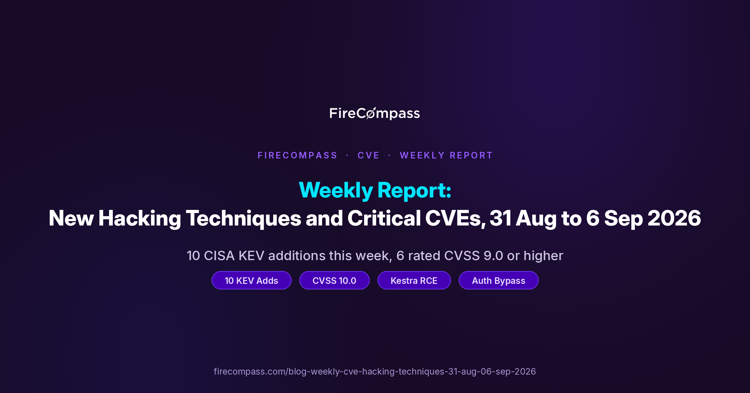 Weekly Report: New Hacking Techniques and Critical CVEs 31 Aug to 06 Sep 2026