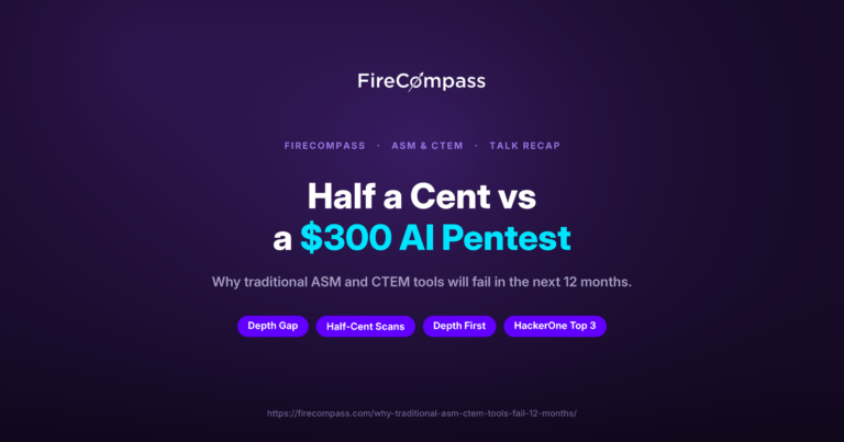 Diagram comparing traditional half-cent ASM scanning vs $300 AI agent penetration testing depth